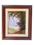 ASSINATURA DESCONHECIDA, "Paisagem Campestre", óleo sobre eucatex, datado de 1991, moldura em madeira escura, medindo 54x46cm e obra 34x26cm.