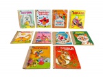 GIBIS / QUADRINHOS, dez (10 revistas infantis, da Coleção Beija-Flor e similares, com títulos variados, incluindo Estopa, Chapeuzinho Vermelho, Palavras, Muitas Palavras, Donald  O Trenzinho de Brinquedo, Os Três Porquinhos, A Noite de Papai Noel, Tiquinho Rolando na Grama, Donald e a Casinha de Biscoito e Rabinho de Algodão. Exemplares com capas coloridas e ilustrações, apresentando sinais do tempo, desgastes acentuados nas capas com sinais de fitas.