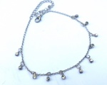 Vintage Luxo Jóias, Pulseira/ Tornozeleira Ajustável em Prata de Lei, com Cristais, medindo 27,5cm. Peso total 2,04gr