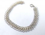 Vintage Luxo Jóias, Pulseira em Prata de Lei, com Elos Trançados, medindo 20cm. Peso total 9,26gr