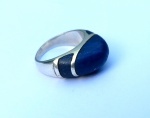 Vintage Luxo Jóias, Anelão em Prata de Lei, com Lápis-Lazulli Oval cabochão, Aro 19. Peso total 6,88gr