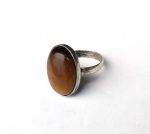 Vintage Luxo Jóias, Anel em Prata de Lei, com Pedra Olho de Tigre natural, Aro 18. Peso total 4,10gr