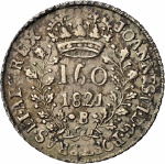 Moeda do Brasil: 160 Réis 1821 Bahia - Reverso do Rio -  Graduada pela NGC XF 45 - Soberba - Prata