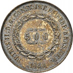 Moeda do Brasil: 500 Réis 1860 - Graduada pela NGC MS 62 - Flor de Cunho - Prata 