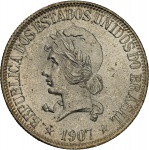 Moeda do Brasil: 1000 Réis 1907 - Graduada pela NGC MS 64 - Flor de Cunho - Prata