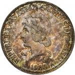 Moeda do Brasil: 1000 Réis 1908 - Graduada pela NGC AU 58 - Soberba / Flor de Cunho - Prata 
