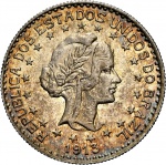 Moeda do Brasil: 1000 Réis 1913 - ES - Graduada pela NGC MS 64 - Flor de Cunho - Prata 