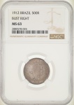 Moeda do Brasil: 500 Réis 1912 - EL - Graduada pela NGC MS 63 - Flor de Cunho - Prata