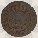 Moeda do Brasil: XL Réis 1816 Bahia - Graduada pela NGC AU 50 BN - Soberba / Flor de Cunho - Cobre 