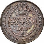 Moeda do Brasil: XX Réis 1819 Rio - Graduada pela NGC AU 55 BN - Soberba / Flor de Cunho - Cobre 