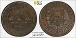 Moeda do Brasil: XX Réis 1821 Rio - STAR ON CROW - Graduada pela PCGS MS 61 BN -  Flor de Cunho - Cobre -  Maior graduação na PCGS