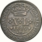 Moeda do Brasil: XL Réis 1820 Rio - Graduada pela NGC AU 50 BN - Soberba / Flor de Cunho - Cobre
