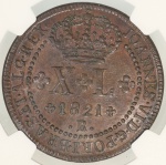 Moeda do Brasil: XL Réis 1821 Rio - Graduada pela NGC AU 53 BN - Soberba / Flor de Cunho - Cobre