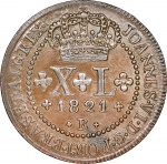 Moeda do Brasil: XL Réis 1821 Rio - Graduada pela NGC AU 50 BN - Soberba / Flor de Cunho - Cobre