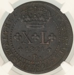 Moeda do Brasil: XL Réis 1821 Rio - Graduada pela NGC XF 45 BN - Soberba - Cobre