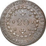 Moeda do Brasil: 20 Réis 1825 Rio - Graduada pela NGC AU 58 BN - Soberba / Flor de Cunho - Cobre 