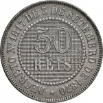 Moeda do Brasil: 50 Réis 1886 - Graduada pela NGC MS 62 - Flor de Cunho - Curpo-Níquel