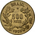 Moeda do Brasil: 500 Réis 1928 - Graduada pela NGC MS 65 - Flor de Cunho Excepcional - Bronze-Alumínio