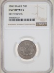 Moeda do Brasil: 50 Réis 1886 - V025 - Niquel - Graduação NGC UNC Det - Flor de Cunho 