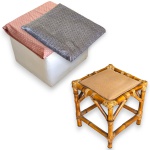 CONJUNTO DE PUFFS EXECUTADOS EM MATERIAIS, TÉCNICAS, MARCAS, MODELOS, MEDIDAS, FORMATOS, TAMANHOS, UTILIDADES E PROCEDÊNCIAS DIVERSOS COMPOSTO POR DUAS PEÇAS, SENDO: BANQUETA EM BAMBU NATURAL COM RICOS DETALHES DE AMARRAÇÕES E ENTRELAÇAMENTOS DECORATIVOS EM FIBRA NATURAL, ASSENTO ESTOFADO REVESTIDO EM TECIDO, MEDINDO 33 X 30 X 30 CM E UM EM COURINO, MEDINDO 36 X 45 X 45 CM, ACOMPANHADO ALMOFADA. APRESENTAM MARCAS DO TEMPO, USO, DESGASTES E/OU PEQUENAS IMPERFEIÇÕES COMPATÍVEIS COM SUA UTILIZAÇÃO E ESTADO DE CONSERVAÇÃO, CONFORME FOTOS EXTRAS. INFORMAMOS AINDA QUE NÃO REALIZAMOS EMBALAGEM DE MÓVEIS, SENDO A RETIRADA, ACONDICIONAMENTO, PROTEÇÃO E TRANSPORTE DE TOTAL RESPONSABILIDADE DO ARREMATANTE E/OU TRANSPORTADOR CONTRATADO.