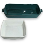 CONJUNTO DE REFRATÁRIOS EXECUTADOS EM CERÂMICA ESMALTADA E VITRIFICADA COMPOSTO POR DUAS PEÇAS, SENDO: UM, MEDINDO 5 X 19 X 19 CM E UM, MARCA NERINA, COM DUAS ALÇAS LATERAIS INTEGRADAS, MEDINDO 6 X 37,5 X 17 CM. APRESENTA MARCAS DO TEMPO, USO, PEQUENOS RISCOS, MANCHAS, PEQUENOS DESGASTES E/OU IMPERFEIÇÕES COMPATÍVEIS COM SUA UTILIZAÇÃO E ESTADO DE CONSERVAÇÃO, CONFORME FOTOS EXTRAS. ESCLAREÇA TODAS AS DÚVIDAS ANTES DE EFETUAR SEU LANCE, QUE SERÁ CONSIDERADO IRREVOGÁVEL E IRRETRATÁVEL. CONSULTE PREVIAMENTE OS TERMOS E CONDIÇÕES DISPONÍVEIS NO SITE. CONTATO (21) 98264-3000.