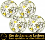TOK&STOK — CONJUNTO, PARTE DE SERVIÇO DE JANTAR, EXECUTADO EM CERÂMICA ESMALTADA E VITRIFICADA, COM DECORAÇÃO ESTAMPADA DE RAMAGENS, FOLHAS E FRUTOS, ALÉM DE REFINADO FILETE EM TODO O SEU BORDO SUPERIOR, PRÓPRIO PARA USO EM FREEZER, MICRO-ONDAS E MÁQUINA DE LAVAR LOUÇAS, COMPOSTO POR QUATRO PRATOS PARA SOBREMESAS. MEDINDO 2 X 20 CM. APRESENTAM MARCAS DO TEMPO, USO E PEQUENAS IMPERFEIÇÕES SUPERFICIAIS COMPATÍVEIS COM SUA UTILIZAÇÃO E ESTADO DE CONSERVAÇÃO, CONFORME FOTOS EXTRAS. ESCLAREÇA TODAS AS DÚVIDAS ANTES DE EFETUAR SEU LANCE, QUE SERÁ CONSIDERADO IRREVOGÁVEL E IRRETRATÁVEL. CONSULTE PREVIAMENTE OS TERMOS E CONDIÇÕES DISPONÍVEIS NO SITE. CONTATO (21) 98264-3000.