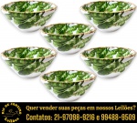 HOME STYLE — CONJUNTO, PARTE DE SERVIÇO DE JANTAR, EXECUTADO EM CERÂMICA ESMALTDA E VITRIFICADA, LINHA BAMBU OASIS, COM FORMATO CIRCULAR CÔNICO, DECORADOS INTEGRALMENTE COM ESTAMPARIA DE FOLHAGENS TROPICAIS, BORDA TRABALHADA EM RELEVO, REPRESENTANDO BAMBU, COMPOSTO POR SEIS BOWLS, MEDINDO 7 X 14 CM CADA. APRESENTAM MARCAS DO TEMPO, USO E PEQUENAS IMPERFEIÇÕES SUPERFICIAIS COMPATÍVEIS COM SUA UTILIZAÇÃO E ESTADO DE CONSERVAÇÃO, CONFORME FOTOS EXTRAS. ESCLAREÇA TODAS AS DÚVIDAS ANTES DE EFETUAR SEU LANCE, QUE SERÁ CONSIDERADO IRREVOGÁVEL E IRRETRATÁVEL. CONSULTE PREVIAMENTE OS TERMOS E CONDIÇÕES DISPONÍVEIS NO SITE. CONTATO (21) 98264-3000.