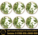 HOME STYLE — CONJUNTO, PARTE DE SERVIÇO DE JANTAR, EXECUTADO EM CERÂMICA ESMALTDA E VITRIFICADA, LINHA BAMBU OASIS, DECORADOS INTEGRALMENTE COM ESTAMPARIA DE FOLHAGENS TROPICAIS, BORDA TRABALHADA EM RELEVO, REPRESENTANDO BAMBU, COMPOSTO POR SEIS PRATOS RASOS, MEDINDO 28 CM CADA. APRESENTAM MARCAS DO TEMPO, USO E PEQUENAS IMPERFEIÇÕES SUPERFICIAIS COMPATÍVEIS COM SUA UTILIZAÇÃO E ESTADO DE CONSERVAÇÃO, CONFORME FOTOS EXTRAS. ESCLAREÇA TODAS AS DÚVIDAS ANTES DE EFETUAR SEU LANCE, QUE SERÁ CONSIDERADO IRREVOGÁVEL E IRRETRATÁVEL. CONSULTE PREVIAMENTE OS TERMOS E CONDIÇÕES DISPONÍVEIS NO SITE. CONTATO (21) 98264-3000.