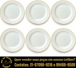SCHMIDT - CONJUNTO, PARTE DE SERVIÇO DE JANTAR, EXECUTADO EM PORCELANA ESMALTADA E VITRIFCADA, BORDA FILETADA COMPOSTO POR SEIS PRATOS RASOS, MEDINDO 26 CM CADA.APRESENTAM MARCAS DO TEMPO, USO E PEQUENAS IMPERFEIÇÕES SUPERFICIAIS COMPATÍVEIS COM SUA UTILIZAÇÃO E ESTADO DE CONSERVAÇÃO, CONFORME FOTOS EXTRAS. ESCLAREÇA TODAS AS DÚVIDAS ANTES DE EFETUAR SEU LANCE, QUE SERÁ CONSIDERADO IRREVOGÁVEL E IRRETRATÁVEL. CONSULTE PREVIAMENTE OS TERMOS E CONDIÇÕES DISPONÍVEIS NO SITE. CONTATO (21) 98264-3000.