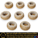 CONJUNTO PARA MESA POSTA EXECUTADO EM JUTA E SISAL TRANÇADOS COM BASE REVESTIDA EM TECIDO RÚSTICO, TIPO LINHÃO, COMPOSTO POR OITO (8) ARGOLAS PARA GUARDANAPOS, MEDINDO 5 X 3 CM CADA. APRESENTAM MARCAS DO TEMPO, USO E PEQUENAS IMPERFEIÇÕES SUPERFICIAIS COMPATÍVEIS COM SUA UTILIZAÇÃO E ESTADO DE CONSERVAÇÃO, CONFORME FOTOS EXTRAS. ESCLAREÇA TODAS AS DÚVIDAS ANTES DE EFETUAR SEU LANCE, QUE SERÁ CONSIDERADO IRREVOGÁVEL E IRRETRATÁVEL. CONSULTE PREVIAMENTE OS TERMOS E CONDIÇÕES DISPONÍVEIS NO SITE. CONTATO (21) 98264-3000.