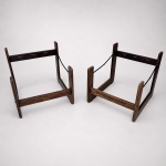 Percival Lafer - Par de estrutura de poltronas MP-97 em madeira Jatobá, altura 0,67cm x Largura 0,67