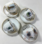 COLECIONISMO - 4 XÍCARAS DE CAFÉ EM PORCELANA POLICROMADA.