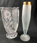 DOIS VASOS EM VIDRO.  MEDIDAS: 20,5 CM / 18 CM