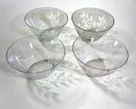 QUATRO POTES PARA SOBREMESA EM CRISTAL COLORIDO LAPIDADO. MEDIDAS: 6 X 11 CM