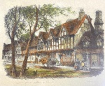 GRAVURA COLORIDA RETRATANDO CENA HISTÓRICA "MAISON PRÈS DU CHATEAU DE WARWICK" ( CASAS PRÓXIMAS AO CASTELO DE WARWICK) ASSINADA NO CANTO INFERIOR DIREITO J. WHYMPER , EMOLDURADO. TRATA-SE DE JOSIAH WOOD WHYMPER ( 1813-1903) UM RENOMADO GRAVADOR E AGUARELISTA BRITÂNICO. MEDIDAS: