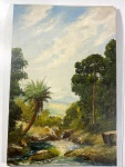 LADISLAU NAHLOVSKY - OST - PAISAGEM TROPICAL, ASSINADO NO C.D.I:  MEDIDAS: 58 X 39 CM