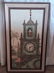 QUADRO- Um antigo quadro com um relógio artesanal , não testado, medindo 96 x 56cm.