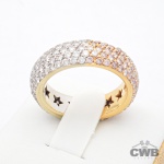 CONDIÇÃO ESPECIAL: 3x SEM JUROS: Aliança Inteira modelo Pavê em Ouro Branco e Rose 18K com 195 Diama
