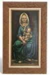 JORDI MASSANSALVADOR (1932-2011) - Apresentando composição sacra de forte expressão, com traços característicos do pintor. Antiga e surpreendente moldura de madeira trabalhada em terracota, que reforça o caráter histórico da peça. Pintura de presença marcante e estética singular. Medida da obra 60 x 30 cm. Medida total 78 x 48 cm. Nota do artista - pintor espanhol, estabelecido em Petrópolis/RJ. Mentor e formador de artistas como Arthur Varella, que se tornou figura importante na cena cultural petropolitana. Expôs em 1970 na Galeria Montmartre-Jorge, no Rio de Janeiro, junto com Ana Rosa Haate. Suas obras circulam no mercado de arte, com exemplares datados da década de 1970.