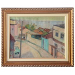 GERALDO ORTOF (Viena, Áustria 1903 - Rio de Janeiro, 1993) - Subida do Ateliê Vidigal, Rio de Janeiro. Óleo s/ tela. Ass e datado 82, cid. 36 x 48 cm (MI). 50 x 61 cm (ME). Pintor, cartazista, desenhista. https://enciclopedia.itaucultural.org.br/pessoa10155/geraldo-orthof