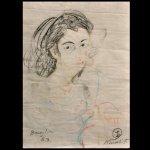 KIMOSHITA  Figura Feminina - Desenho a lápis, possivelmente com toques de giz de cera s/ papel. Ass, datado e localizado, Brasília 1963, cie. 63 x 48 cm.