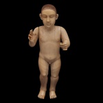 Escultura representativa do Menino Deus (também referida como Bambinello Napoletano ou Menino Jesus), um tema clássico da arte sacra católica. Geralmente esculpida em madeira policromada apresentando características que remontam à tradição barroca, muito comum no século XIX.