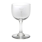 BARÃO DE IBIROCAI - Cálice em cristal translucido pertencente ao Primeiro e único Serviço do Barão de Ibirocaí (Luís de Freitas Vale). Bojo apresentando a inicial encimado por coroa. 9 cm.