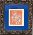 ANTONIO BANDEIRA (Fortaleza, CE, 1922 - Paris, França, 1967) - Casario - Técnica mista sobre cartão, assinada e datada 64 CID, med. 21X25cm, moldura REMBRANDT com volutas entalhadas na madeira med. 58,5X62cm. Esta obra participou da exposição do mestre Antonio Bandeira na Galeria MC Artes Plásticas e Nelson Rachid em Abril de 1985. Apresenta mancha.