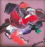 Assinatura não identificada - Abstrato - OST assinado e datado 86 CID, med. 10X10cm, com moldura em madeira med. 28X28cm 