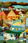MARCUS FRANCISCO (1950 - 1981) - NAIF OST, assinado e datado 1976 CID, med. 27X41cm. Sem moldura. Apresenta desgaste