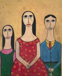 TONY - A Família - OST assinado e datado 2006 no verso, med. 80X100cm. Apresenta rasgo, manchas e desgastes. 