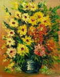 A. COELHO - Vaso de flores com fundo laranja - OST, assinado CID, med. 14X18cm. Sem moldura