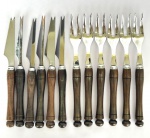 CROMO-NIC - Conj. com 12 talheres para aperitivo em inox 18/10 com cabo em madeira torneada, med. 17cm
