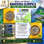 Blister com Moeda Bandeira Olimpica - 1 Real 2012 - V-600 - Flor de Cunho. Coleção Curiosidades